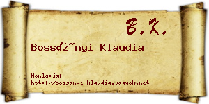 Bossányi Klaudia névjegykártya