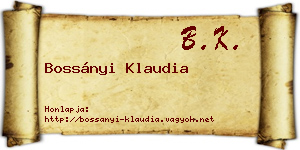 Bossányi Klaudia névjegykártya