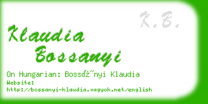 klaudia bossanyi business card